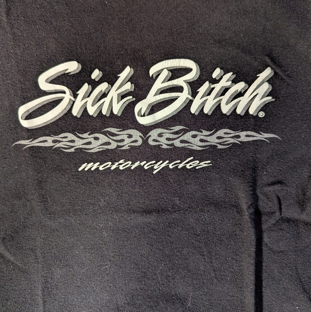 Women's Y2K Sick B!tch Motorcycles Tribal T-shirt Extra Small Babydoll